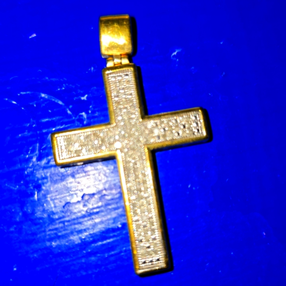Mens 14k gold 1/2ct diamond cross pendant